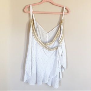 Free People Cream Silver Gold Flowy Wrap Tank Top
